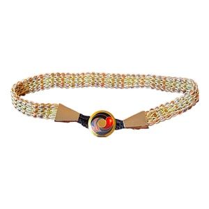 Vintage Samuel Huang cloisonné style beaded macrame belt